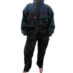 Vintage 80s 90s Aztec Go Native Luhta Western Full Ski Suit Snow Suit 50 L Belt